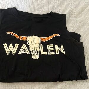 Black Sleeveless Top with Longhorn Graphic